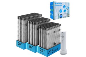 Y-15pcs Premium Grey Foldable Vacuum Clothing Storage Bags Space-Saving Reusable Airtight Lightweight Durable for Wardrobe