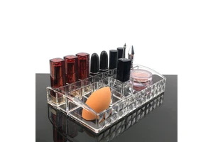 Transparent Rectangle Acrylic Multifunctional Cosmetic Makeup Jewelry Organizer Storage Box Large Capacity Rotate Chassis Top