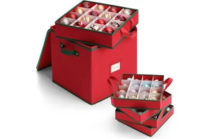 Premium Christmas Ornament Storage Christmas Storage Container with Dividers Special Storage Box