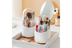 Multifunctional Eco-Friendly Plastic Cosmetic Brush Lipstick Storage Barrel Classic Dustproof Transparent Desktop Makeup Storage