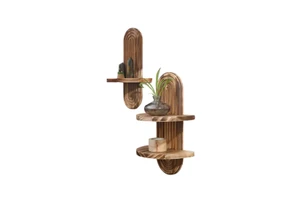 Modern Wooden Wall Mounted Floating Shelves, Decorative Display Storage Rack for Plants, Books and Home Decoration from Vietnam