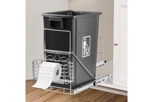 Standing Under-Cabinet Modern Durable Metal Non-Folding Rectangle Sliding Track Trash Can Storage Rack Basket Upright Holder