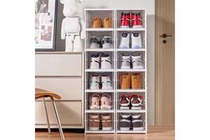 Folding Shoe Box Thickened Transparent Plastic No Installation Required Moisture-Proof Dust-Proof Shoe Rack Cabinet Storage Box