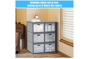 Authentic 3 Layer Shoe Storage Organizer 30 Seconds No Tools Assembly Foldable Fabric Plastic Shoe Box Stackable Dustproof