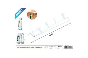 White 26x10x7cm Ten Cup Hanging Hooks for Kitchen Utensils Under Cabinet Storage