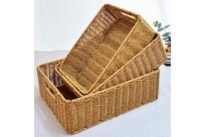 Hot Sale Sustainable PP Plastic Woven Rectangular Storage Basket 3-6L Capacity for Kitchen Food Living Room Clothes Storage