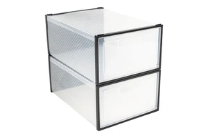 Modular Clear Foldable Eco-Friendly Shoe Organizer Stackable Plastic Storage Boxes with Secure Lids for Sneakers & Home Closet