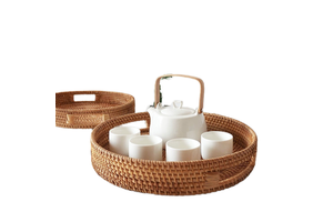 Handwoven Wicker Rattan Basket Customizable Modern Storage & Serving Tray Food Storage Containers Viettimecraft Wholesale