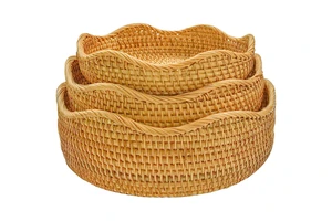 Handmade Durable Rattan Round Woven Basket Many Nice Design Rattan Storage Basket for Export
