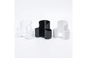 Bathroom Countertop Three Hole 3 In 1 Makeup Brushes And Eyebrow Pencils Cotton Swab Storage Box