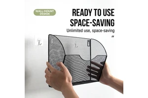 Wall-Mounted Metal Mesh Storage Rack & File Organizer Punch-Free Office A4 Document Shelf Simple Style