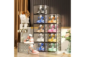 Plastic Storage Transparent Thickened Shoe Boxes Stacking Sneaker AJ Display Clear Drawer Foldable Organizer Custom Shoe Box