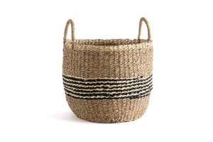 Decorative Sustainable Seagrass Basket Handbraid Eco Friendly White Raffia Straw Storage Hamper Baskets