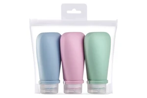 Portable Durable 3-in-1 Silicone Travel Storage Container Kit 90/60ML 4 Pcs BPA-Free Silicon Squeezable Travel Lotion Bottle Set