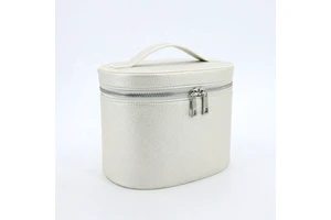 Large Capacity Portable Travel Cosmetic Bag Double Layer Waterproof PU Toiletry Storage Bucket Zipper Fashion
