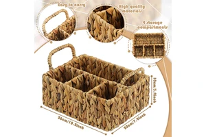 Hot Selling Compartment Design Hand Woven Rattan Basket Organizer Kitchen Utensils Storage Basket Stand