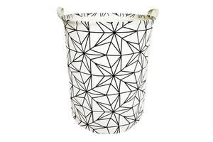 Durable Handle Double-Tier Round Woven Fabric Baskets for Laundry and Clothing Storage Standing Type Bathroom Bags