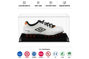 Factory Custom Acrylic Display Box For Football Boots Clear Display Case For A Single Football Boot With A Modern Acrylic Base
