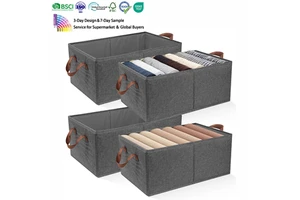 Multifunctional Cationic Fabric Storage Bins Wide Leather-like Handles-Foldable Organizer for Clothes Toys Home Essentials