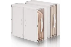 Under Bed Stackable Foldable Plastic Bed Sheet Organizers Box Storage Organizer for Linen Closet Clothes Pillow Case with Window