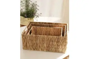 Wholesale Natural Rattan Storage Basket Sustainable Handmade Woven Organizer Basket