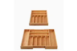 Exquisite Bamboo And Wood Drawer Storage Box, Kitchen Drawer Expandable Bamboo Storage Box
