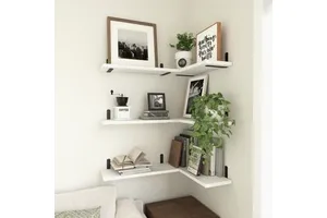 Bathroom Wall Mounted Wood Floating Storage Rack with Partition for Living Room Kitchen Modern Design
