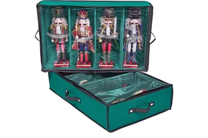 Large Adjustable Christmas Nutcracker Decorations Storage Containers Portable Christmas Figures Storage Box Storage Bag