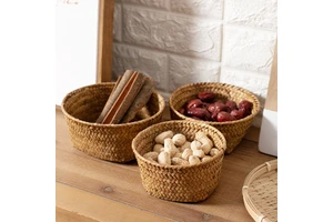 Natural Seaweed Woven Storage Basket