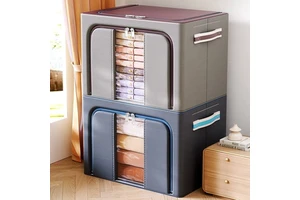 Cloth Steel Frame Folding Fabric Storage Box Bins Organizer For Clothes Boxes Basket Bedding Storage Bag