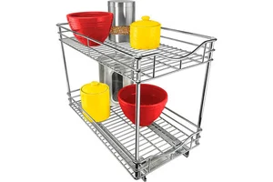 Pull Out Cabinet Organizer Slide Out Drawer Welded Aluminum Wire Basket Pantry Shelves 2 Tier Low Tariffs SIMPLY Brand