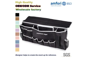 Custom Logo Large Capacity Hanging Bedside Storage Bag Folding Bed Sofa Armrest Organizer Waterproof Bedside Storage Caddy Bag