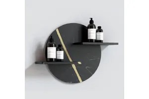 Loop Art Stone Black/Nut Veined Wall Shelf Holder for Bathroom 48x12x36 Pack 1