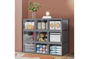 Large Capacity High Quality Foldable Installation Free Cabinet Organizer for Household with Top Cover and Front Door