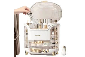 Large Capacity Makeup Organizer for Vanity Bathroom Countertop 10 Drawer Cosmetic Storage Box 3 Layer Skincare Display Case