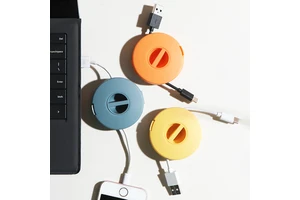 Portable Charger Cord Holder Round Storage Cable Winder Retractable Cable Management Flexible USB Wire Cord Storage Reel Box