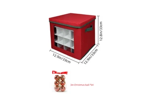 Small Foldable Christmas Storage Box Organizer Cube Compartments for Baubles & Holiday Items for Holiday Decorations with Window