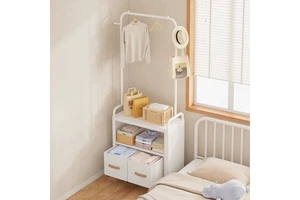 Thickened 3-Tier Floor-Standing Large-Capacity Multi-Functional Coat Rack Bedroom Home Use Dustproof Storage Integrated Clothes