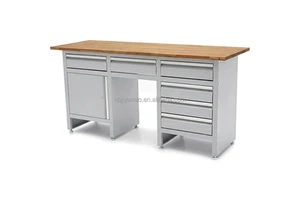 Export to Germany Heavy Duty Rolling Garage Workbench with Drawers Cabinet Solid Wood Worktop OEM/ODM/OBM Customized