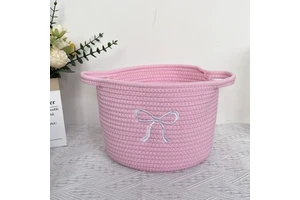 Cotton Rope Woven Storage Basket Living Room Bedroom Snack Candy Basket Cosmetic Storage Bin Woven Bow Storage Bin
