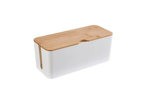 Bamboo Lid USB Cable Wires Management Socket Electric Desktop Organizer Cord Wire Storage Cable Management Box