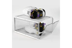 High Quality Transparent PET Rectangle Stackable Shoe Box with Magnetic Door for Premium Sneaker Storage Eco-Friendly