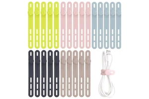 Reusable Silicone Cable Ties High Elasticity Releasable Cord Wraps Organizer for Phone Earphones Electrical Cords Storage