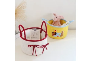 Handmade Ins Style Small Office Desktop Storage Basket Cute Woven Fabric for Miscellaneous Storage Cool Use