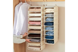 Large Capacity Hanging Organization Bag for Closet Space Layered Fabric Storage Artifact for Pants Clothing Other Items
