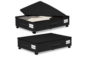 Moisture-Proof Clothes Storage Bags Underbed Storage Fabric Foldable Rectangle Under-Bed Storage Box With Labels and Wheels