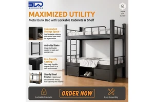 Space Saving Bunk Bed Twin Over Twin Metal Bunk Bed With Guardrails And Ladder For Apartment Room