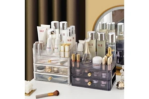Factory Wholesale Kozie New Design Plastic Rectangle Modern Cosmetics Storage Box Dustproof 20-35L Multifunction Rack