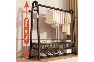 Custom Large Capacity Double-Tier Rust-Proof Iron Coat Rack for Bedroom Living Room Hotel Use-Modern Storage Shelves for Bags