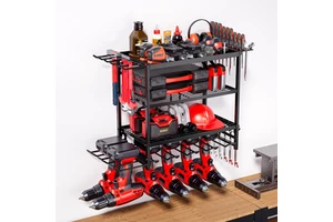 Wall-Mounted Four-Tier Modern Multifunction Metal Electric Drill Storage Rack for Garden Power Tools